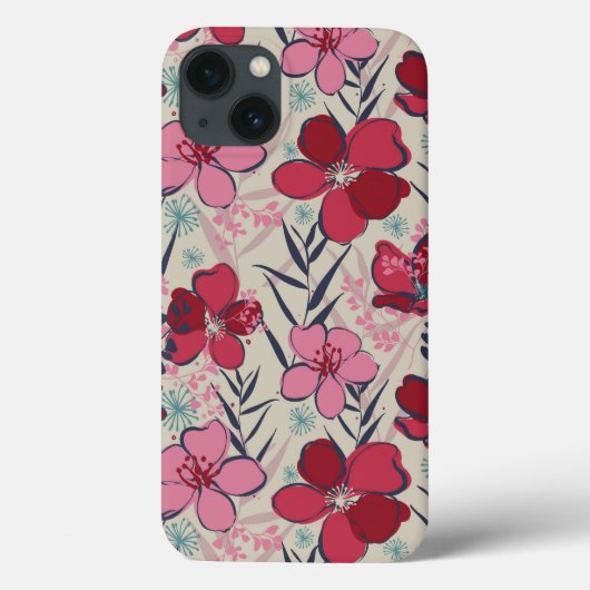 Moderne roze en rode bloemen Case-Mate iPhone case (Achterkant)