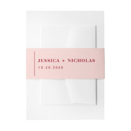 Moderne roze en rode elegante minimalistische brui uitnodigingen wikkel