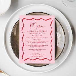Moderne roze en rode golvende kaderhuwelijk menu
