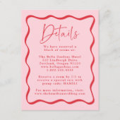 Moderne Roze en Rode Golvende Lijst Bruiloft Detai Informatiekaartje (Voorkant)