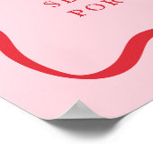 Moderne Roze en Rode Golvende Lijst Bruiloft Welko Poster (Hoek)