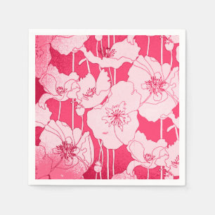 Moderne roze en rode papavers, ontkoppeling en amb servet