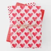 Moderne roze en rode valentijnspatronen inpakpapier vel (In situ)