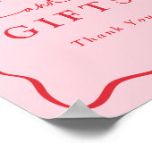 Moderne Roze en Rode Wavy Lijst Kaarten en geschen Poster (Hoek)