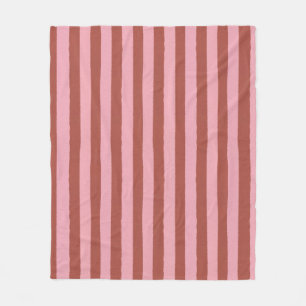 Moderne roze en terracotta verticale strepenpatroo fleece deken