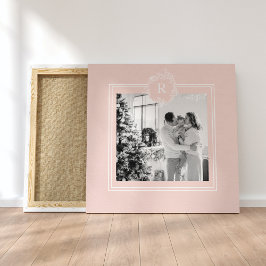 Moderne roze en wit | Foto van de familie | INITIA Canvas Afdruk