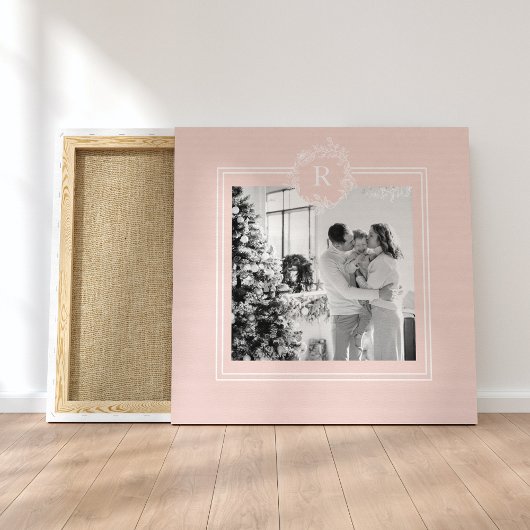 Moderne roze en wit | Foto van de familie | INITIA Canvas Afdruk