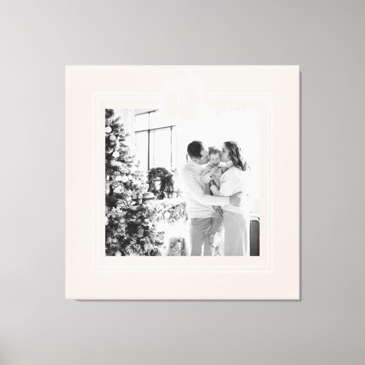Moderne roze en wit | Foto van de familie | INITIA Canvas Afdruk (Voorkant)