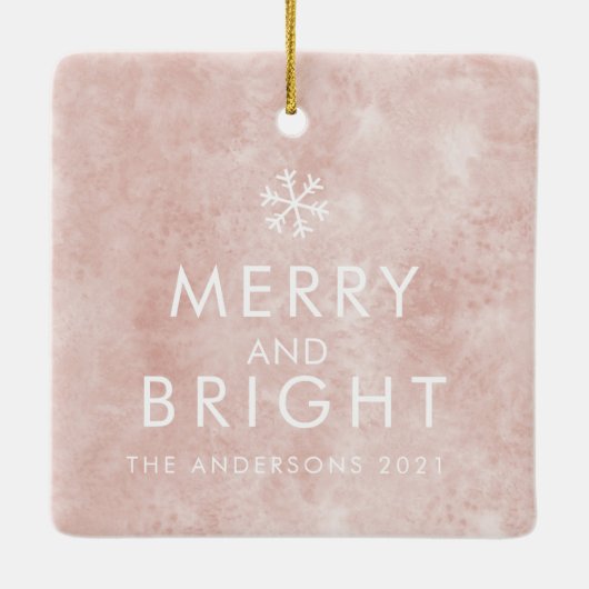 Moderne roze en wit | Foto van de familie | INITIA Keramisch Ornament (Achterkant)