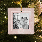 Moderne roze en wit | Foto van de familie | INITIA Keramisch Ornament