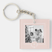 Moderne roze en wit | Foto van de familie | INITIA Sleutelhanger (voorkant)