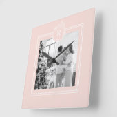 Moderne roze en wit | Foto van de familie | INITIA Vierkante Klok (Hoek)