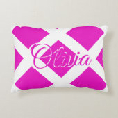 Moderne roze en witte, aangepaste naam accent kussen (Voorkant)