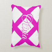 Moderne roze en witte, aangepaste naam accent kussen (Achterkant (Verticaal))