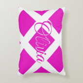 Moderne roze en witte, aangepaste naam accent kussen (Voorkant(Verticaal))