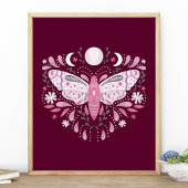 Moderne Roze En Witte Abstracte Mot Illustratie Poster