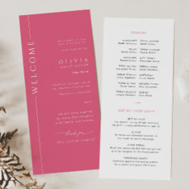 Moderne Roze en Witte Bat Mitzvah Programma Kaart