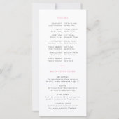Moderne Roze en Witte Bat Mitzvah Programma Kaart (Achterkant)