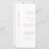 Moderne Roze en Witte Bat Mitzvah Programma Kaart (Voorkant)