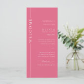 Moderne Roze en Witte Bat Mitzvah Programma Kaart (Staand voorkant)