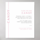 Moderne Roze en Witte Bat Mitzvah Snoep Sign Poster (Voorkant)