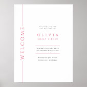 Moderne Roze en Witte Bat Mitzvah Welkom Bord Poster (Voorkant)