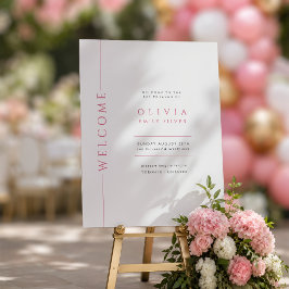 Moderne Roze en Witte Bat Mitzvah Welkom Bord Poster