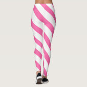 Moderne roze en witte brede gestreepte Mode voor d Leggings (Achterkant)