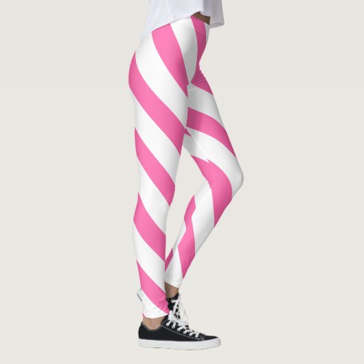 Moderne roze en witte brede gestreepte Mode voor d Leggings (Rechts)