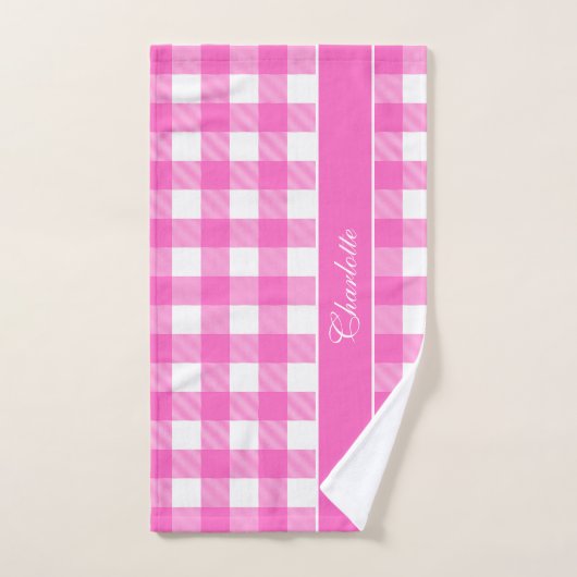 Moderne roze en witte Buffalo controleert aangepas Bad Handdoek (Handdoek)