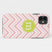 Moderne roze en witte Chevron, gepersonaliseerd Case-Mate iPhone Case (Achterkant (horizontaal))