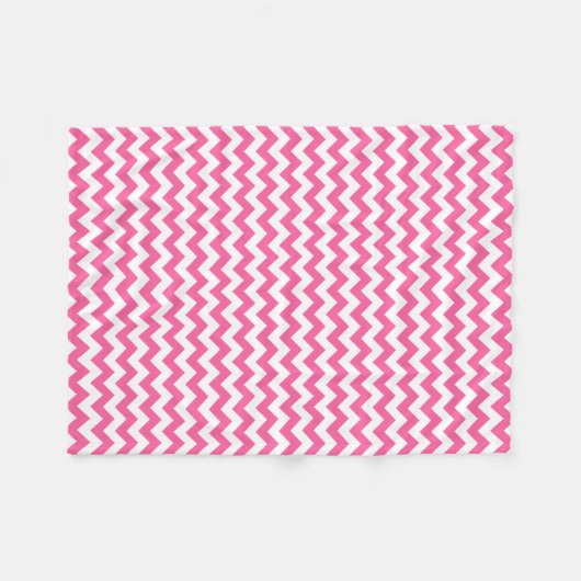 Moderne roze en witte Chevron Zigzag Fleece Deken (Voorkant (Horizontaal))