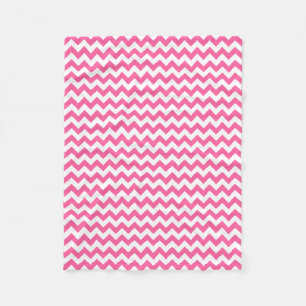 Moderne roze en witte Chevron Zigzag Fleece Deken