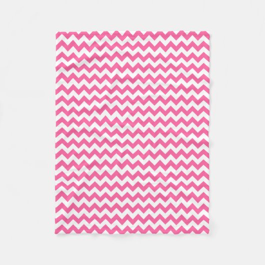Moderne roze en witte Chevron Zigzag Fleece Deken (Voorkant)