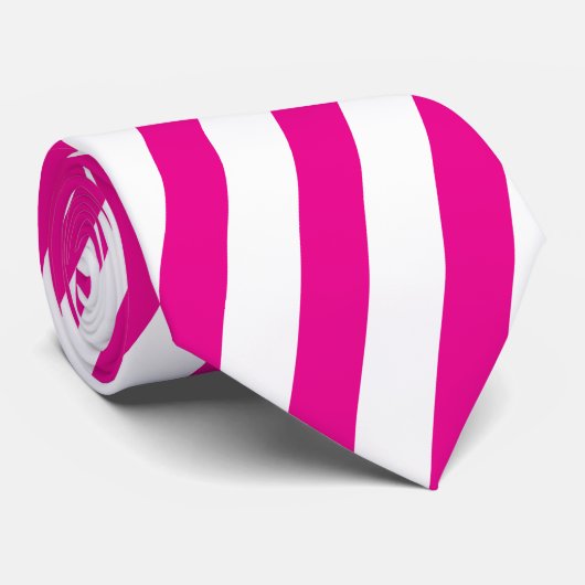 Moderne roze en witte diagonale gestreepte stropda stropdas (Opgerold)