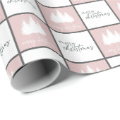 Moderne roze en witte esthetische kerstpatronen cadeaupapier (Rol Hoek)