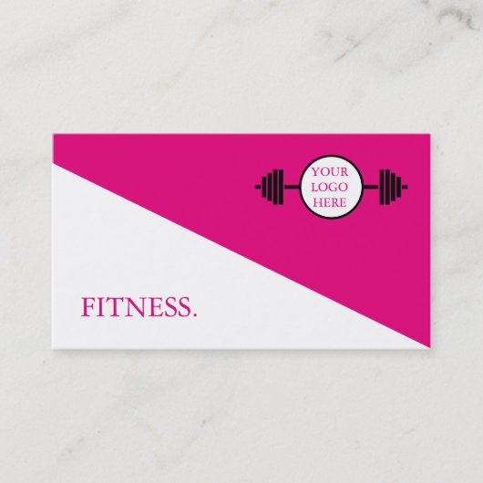Moderne roze en witte fitness visitekaartje (Voorkant)
