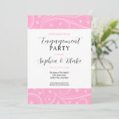 Moderne roze en witte Floral Engagement Party Kaart (Staand voorkant)