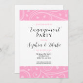 Moderne roze en witte Floral Engagement Party Kaart (Voorkant / Achterkant)