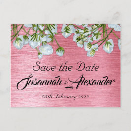 Moderne roze en witte Floral Wedding sparen de Dat Aankondigingskaart