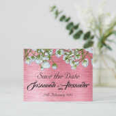 Moderne roze en witte Floral Wedding sparen de Dat Aankondigingskaart (Staand voorkant)