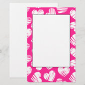 Moderne Roze en Witte Gegekrabbelde Hart Valentijn Briefpapier (Voorkant / Achterkant)