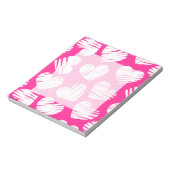 Moderne Roze en Witte Gegekrabbelde Hart Valentijn Notitieblok (Linkerzijde)