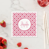 Moderne roze en witte geometrische monogram met na servetten (Insitu)