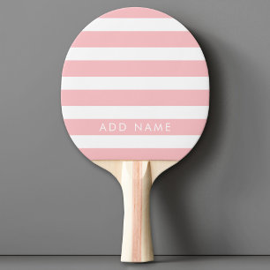 Moderne Roze en Witte Gestreepte Patroon Aangepast Tafeltennisbatje