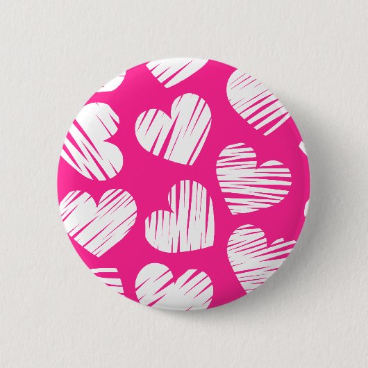 Moderne Roze en Witte Geweven Hart Valentijnsdag Ronde Button 5,7 Cm (Voorkant)