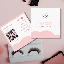 Moderne roze en witte Logo Zakelijke Visitekaart Vierkante Visitekaartje