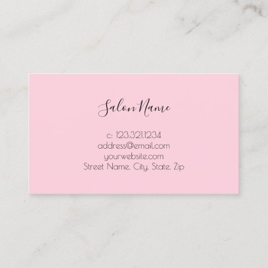 Moderne roze en witte marmernagels visitekaartje (Achterkant)