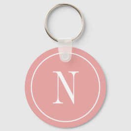 Moderne roze en witte monogram initiaal sleutelhanger