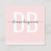 Moderne roze en witte monogram QR-code Vierkante Visitekaartje (Voorkant)